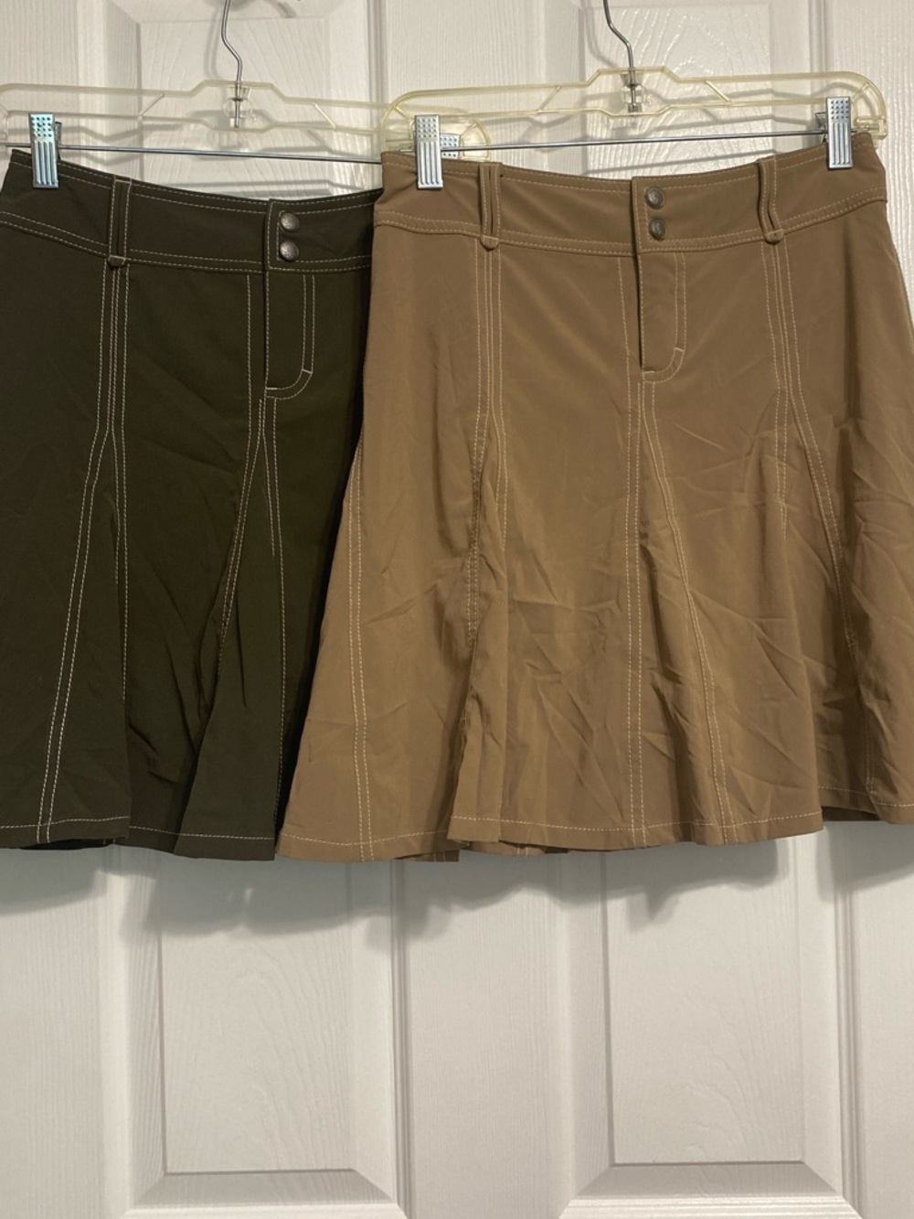 Athleta Circle Skirt Duo in Olive Green and Tan